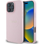 Guess Grained Classic Ovitek z logotipom MagSafe za iPhone 16 Pro Max - roza