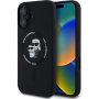 Karl Lagerfeld Silikonski ovitek Karl and Choupette z MagSafe za iPhone 16 Plus - črn