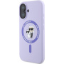 Karl Lagerfeld Silikonski ovitek Karl and Choupette z MagSafe za iPhone 16 - vijoličen