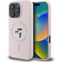 Karl Lagerfeld Silikonski ovitek Karl and Choupette z MagSafe za iPhone 16 Pro - roza