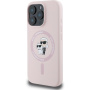 Karl Lagerfeld Silikonski ovitek Karl and Choupette z MagSafe za iPhone 16 Pro - roza