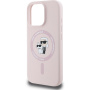 Karl Lagerfeld Silikonski ovitek Karl and Choupette z MagSafe za iPhone 16 Pro - roza