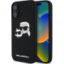 Karl Lagerfeld Silikonski ovitek Double Heads z MagSafe za iPhone 16 Plus - črn