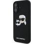 Karl Lagerfeld Silikonski ovitek Double Heads z MagSafe za iPhone 16 Plus - črn