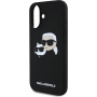 Karl Lagerfeld Silikonski ovitek Double Heads z MagSafe za iPhone 16 Plus - črn