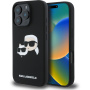 Karl Lagerfeld Silikonski ovitek Double Heads z MagSafe za iPhone 16 Pro - črn