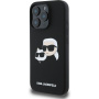 Karl Lagerfeld Silikonski ovitek Double Heads z MagSafe za iPhone 16 Pro - črn