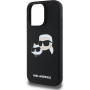 Karl Lagerfeld Silikonski ovitek Double Heads z MagSafe za iPhone 16 Pro - črn