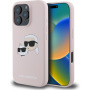 Karl Lagerfeld Silikonski ovitek Double Heads z MagSafe za iPhone 16 Pro Max - roza