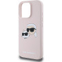 Karl Lagerfeld Silikonski ovitek Double Heads z MagSafe za iPhone 16 Pro Max - roza