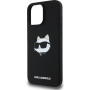Karl Lagerfeld Silikonski ovitek Choupette Head z MagSafe za iPhone 16 Pro - črn