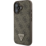 Guess 4G Strass Triangle Metal Logo Cover za iPhone 16 - rjav
