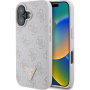 Guess ovitek 4G Strass Triangle Metal Logo za iPhone 16 - roza