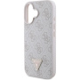 Guess ovitek 4G Strass Triangle Metal Logo za iPhone 16 - roza