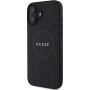 Guess Ovitek Saffiano Peony Stamp z MagSafe za iPhone 16 - črn