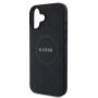 Guess Ovitek Saffiano Peony Stamp z MagSafe za iPhone 16 - črn