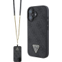 Guess 4G Strass Triangle Metal Logo etui s paščkom za iPhone 16 - siv