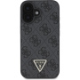 Guess 4G Strass Triangle Metal Logo etui s paščkom za iPhone 16 - siv