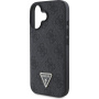 Guess 4G Strass Triangle Metal Logo etui s paščkom za iPhone 16 - siv