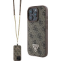 Guess 4G Strass Triangle Metal Logo Ovitek s paščkom za iPhone 16 Pro - rjav