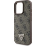 Guess 4G Strass Triangle Metal Logo Ovitek s paščkom za iPhone 16 Pro - rjav