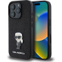 Karl Lagerfeld Ovitek z bleščicami Fixed Glitter Metal Ikonik za iPhone 16 Pro - črn