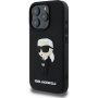 Karl Lagerfeld 3D Rubber Ikonik ovitek za iPhone 16 Pro - črn