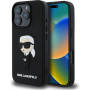 Karl Lagerfeld 3D Rubber Ikonik ovitek za iPhone 16 Pro Max - črn