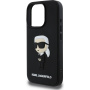 Karl Lagerfeld 3D Rubber Ikonik ovitek za iPhone 16 Pro Max - črn