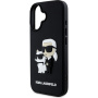 Karl Lagerfeld 3D Rubber Karl and Choupette ovitek za iPhone 16 - črn