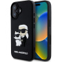 Karl Lagerfeld 3D Rubber Karl and Choupette ovitek za iPhone 16 Plus - črn