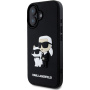 Karl Lagerfeld 3D Rubber Karl and Choupette ovitek za iPhone 16 Plus - črn