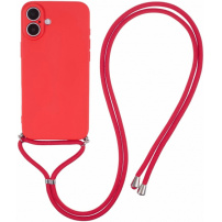 Zaščitni ovitek z vrvico za iPhone 16 Plus - rdeč