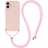 Zaščitni ovitek z vrvico za iPhone 16 Plus - roza