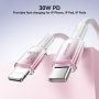 JOYROOM S-A42 Crystal Clear pleten polnilni in podatkovni kabel - USB-C na Lightning - 1,2 m - belo-roza