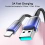 JOYROOM S-A42 Crystal Clear pleten polnilni in podatkovni kabel - USB-A na Lightning - 1,2 m - črnomodra