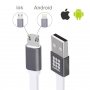HAWEEL Sync & Charge kabel z dvojnim 2in1 USB-A / Lightning / Micro USB priključkom za Apple in druge naprave - 1 m - bela
