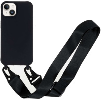 Mat ovitek z nastavljivim paščkom za iPhone 15 - črn