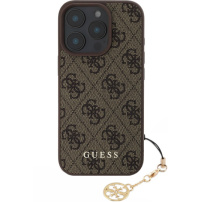 Guess Ovitek 4G Charms za iPhone 16 Pro - rjav