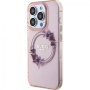 Guess Flowers Ring Glossy Logo Cover z MagSafe za iPhone 16 Pro - roza