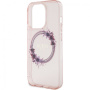 Guess Flowers Ring Glossy Logo Cover z MagSafe za iPhone 16 Pro Max - roza