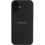 Guess Grained Classic Ovitek z logotipom MagSafe za iPhone 16 Plus - črn
