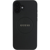 Guess Grained Classic Ovitek z logotipom MagSafe za iPhone 16 Plus - črn