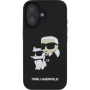 Karl Lagerfeld 3D Rubber Karl and Choupette ovitek za iPhone 16 Plus - črn