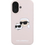 Karl Lagerfeld Silikonski ovitek Double Heads z MagSafe za iPhone 16 - roza