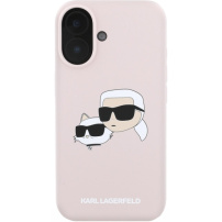 Karl Lagerfeld Silikonski ovitek Double Heads z MagSafe za iPhone 16 - roza