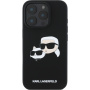 Karl Lagerfeld Silikonski ovitek Double Heads z MagSafe za iPhone 16 Pro - črn