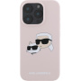 Karl Lagerfeld Silikonski ovitek Double Heads z MagSafe za iPhone 16 Pro - roza
