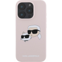 Karl Lagerfeld Silikonski ovitek Double Heads z MagSafe za iPhone 16 Pro - roza