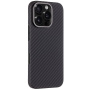 Tactical Aramid ovitek z vzorcem karbonskih vlaken in MagSafe za iPhone 16 Pro - temno siv
